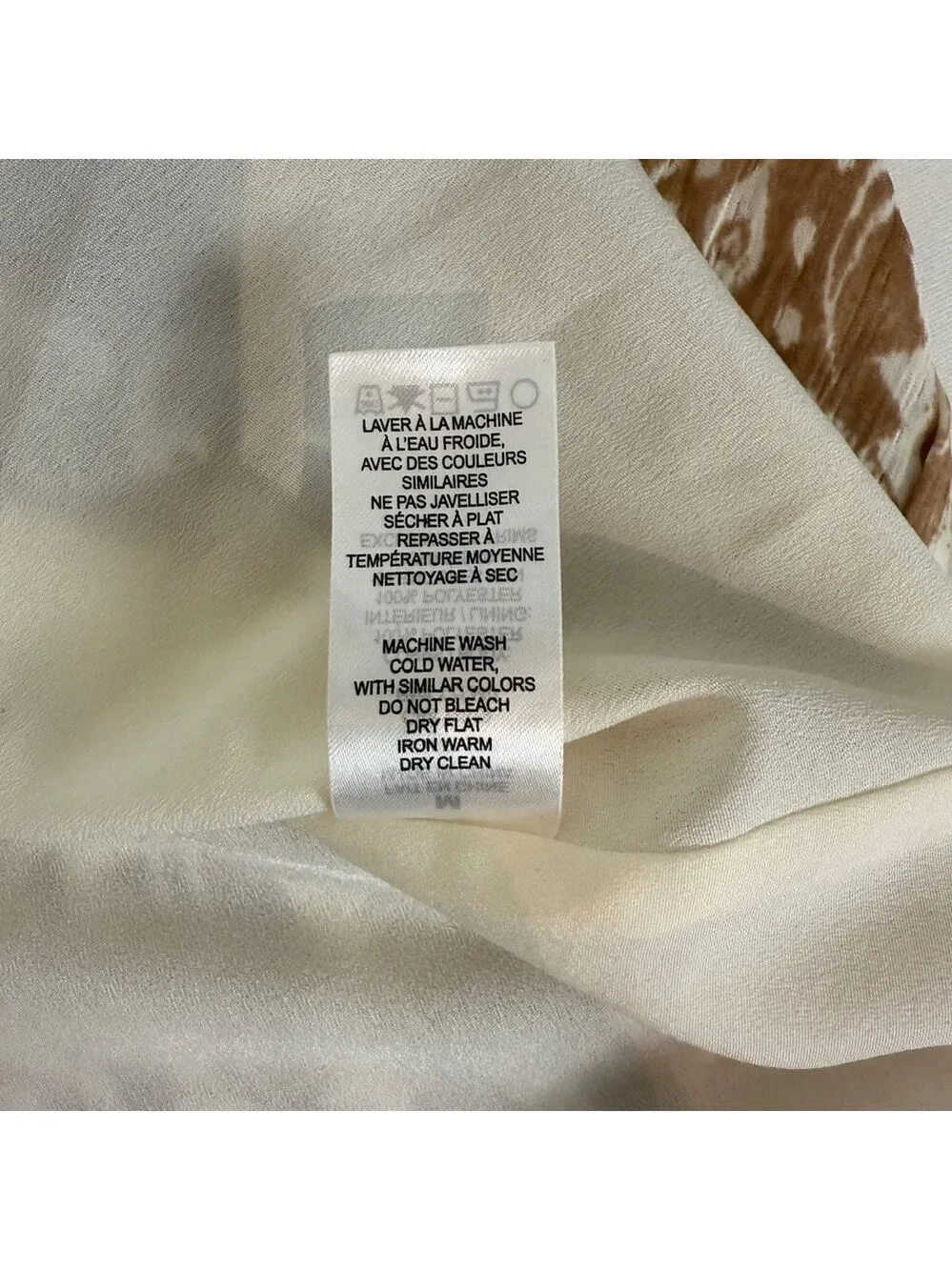 Dynamite Pleated Damask Mini Skirt Womens Medium White Tan Lined - Picture 9 of 11